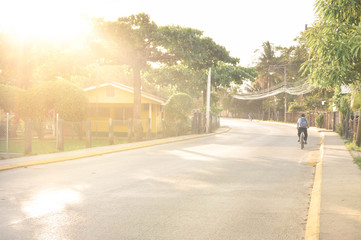 Sunny streets of a small rural Caribbean town of Omoa in Honduras, Central America