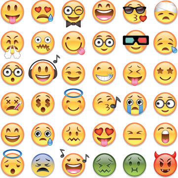 Big set of 36 emojis emoticons