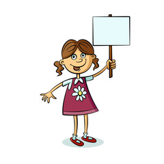 girl with blank banner