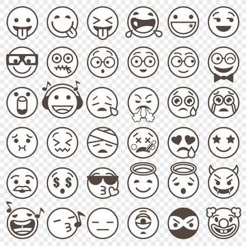outlined black and white Emoji set 2