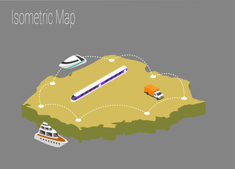 Map Poland isometric concept.