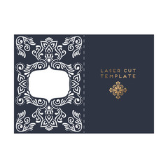 Fototapeta na wymiar Vector wedding card laser cut template