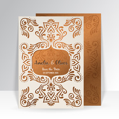 Vector wedding card laser cut template