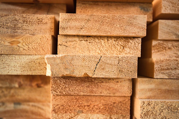 Wood timber in the sawmill