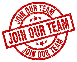 join our team round red grunge stamp