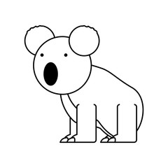 flat line uncolored  koala bear  over white background  vector illustration