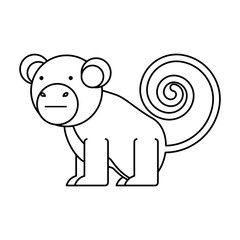 flat line uncolored monkey over white background  vector illustration