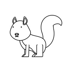 flat line uncolored  chipmunk over white background  vector illustration