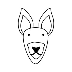 flat line uncolored  deer face  over white background  vector illustration