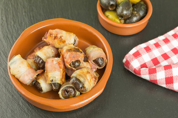 antipasti variations with dates and bacon