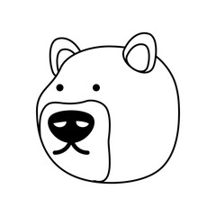 flat line uncolored bear face  over white background  vector illustration