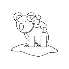 flat line uncolored  koala bear over white background  vector illustration