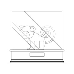 flat line uncolored  monkey  exhibition over white background  vector illustration