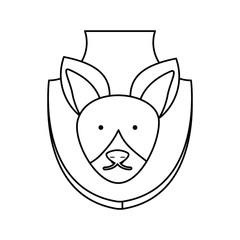flat line  uncolored animal trophy  with  deer over white background  vector illustration