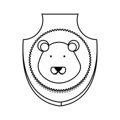 flat line  uncolored animal trophy  with  bear over white background  vector illustration