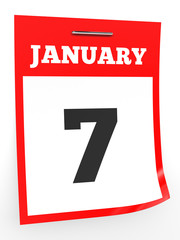 January 7. Calendar on white background.