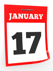 January 17. Calendar on white background.