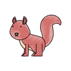 flat line colored chipmunk  doodle over white background  vector illustration