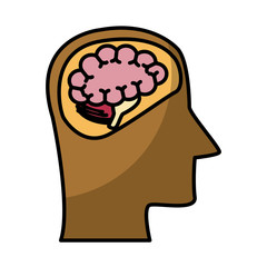 Head silhouette with brain icon vector illustration graphic design