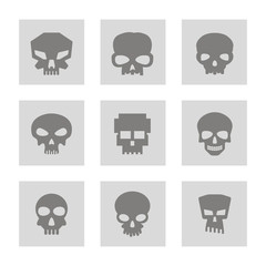 set of monochrome icons with skulls for your design