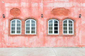 Fototapeta na wymiar window on wall in vintage style. Italy home style