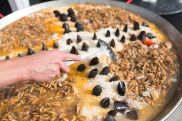 Traditional spanish cuisine seafood paella