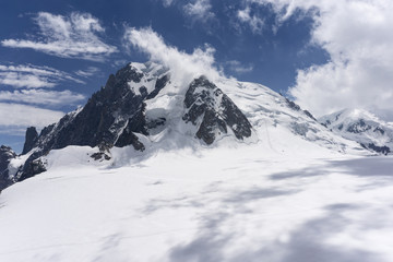 Fototapeta na wymiar The beautiful majestic scenery of the Mont Blanc massif in June. Alps.