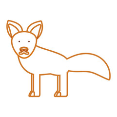 flat line colored  fox over white background  vector illustration