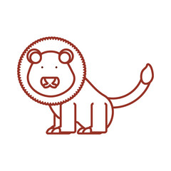flat line colored  lion over white background  vector illustration