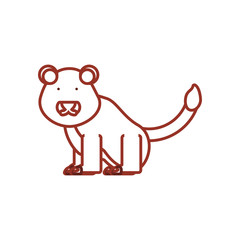 flat line colored  lion over white background  vector illustration