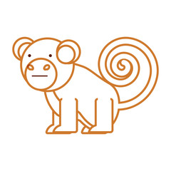 flat line colored monkey  over white background  vector illustration