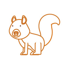 flat line colored  chipmunk  over white background  vector illustration