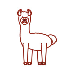 flat line colored llama  over white background  vector illustration