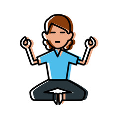 Woman doing yoga icon vector illustration graphic design