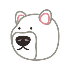 flat line colored bear face  over white background  vector illustration