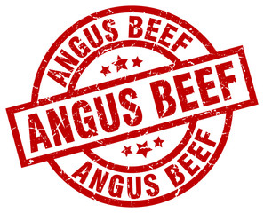 angus beef round red grunge stamp