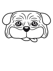 kopf gesicht mops klein dick hund welpe süß niedlich haustier comic cartoon