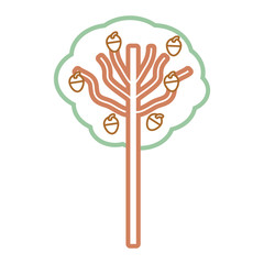 flat line colored tree over white background  vector illustration