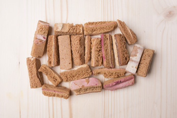 Sweet biscuits on a wooden background
