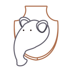 flat line colored  animal trophy  with tapir over white background  vector illustration