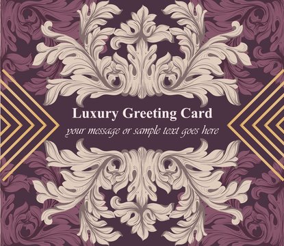 Luxury greeting card with baroque ornament Vector
