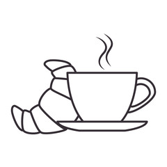 delicious croissant with coffee cup