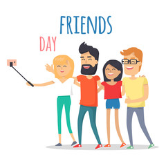 Friends Celebrating Friendship Day Vector Concept