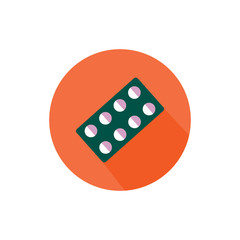 Blister pills of medicine icon long shadow vector