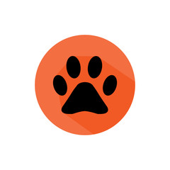 Dog paw, pets icon long shadow vector