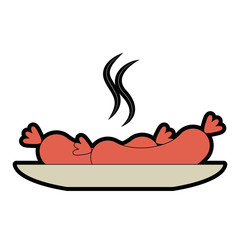 dish with delicious sausages