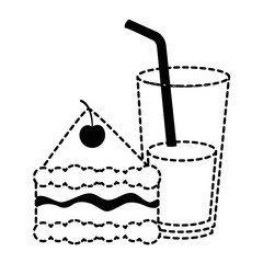delicious cake portion with beverage