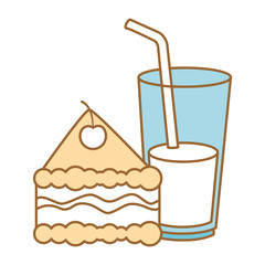 delicious cake portion with beverage