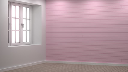 empty room 3D illustration clean white and pink wall interior background