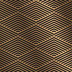 Materiał do szycia Golden seamless pattern on a dark background.